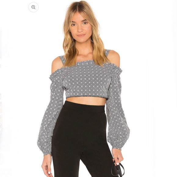 Tularosa Printed Off the Shoulder in Tile Black Size S - Picture 1 of 7